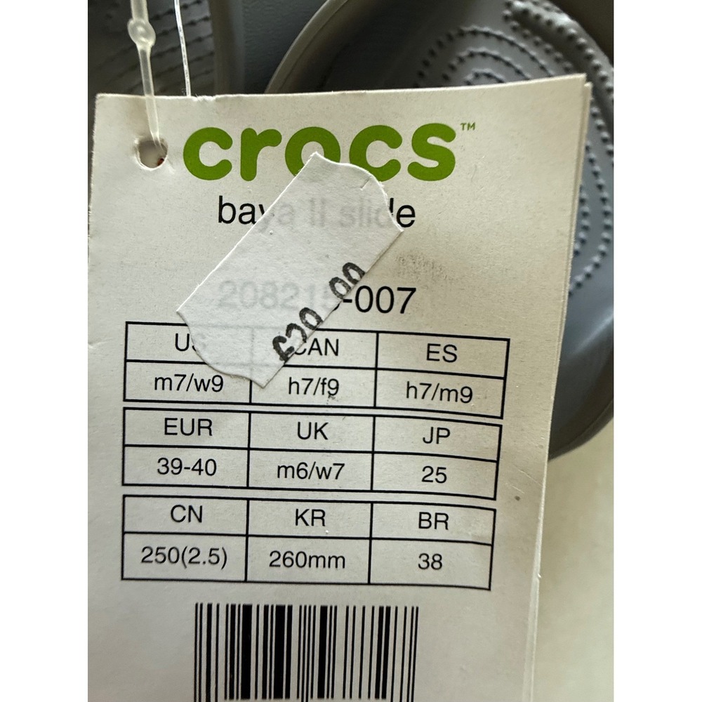 Crocs Baya II Slide Women 9 Men 7 Grey Sport Comfort Sandal 208215-007 - Picture 5 of 5